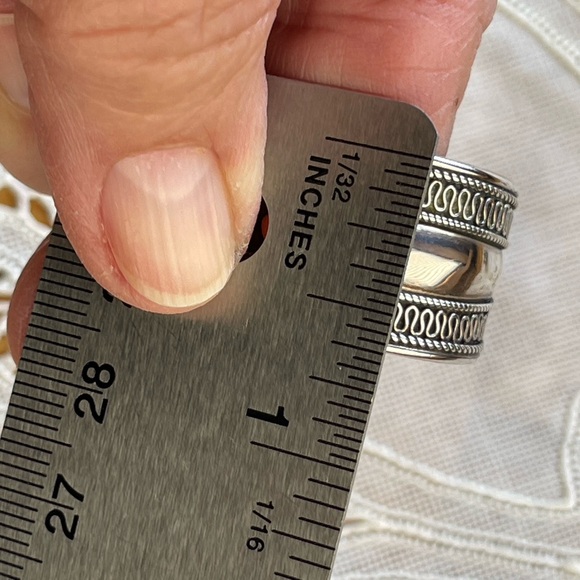 925 Silver wide hoop earrings tapered hoop, vintage - Picture 4 of 6